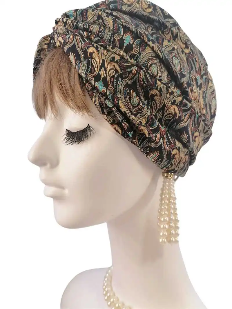 Silk Women Beanie Muslim Ladies Hats Bohemia Girls Cap Bucket Hat Vintage Head Wear  Sleep Cap Hairpieces