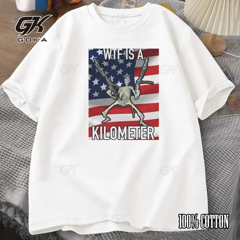 WTF هو كيلومتر مضحك الهيكل العظمي ميمي الجرافيك تي شيرت عادية القطن قصير الأكمام محاكاة ساخرة تيز الأمريكية ملابس رجالي الشارع الشهير