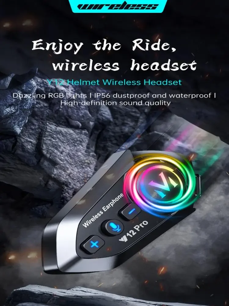 Y12 Pro Dual Mic Motorhelm Intercom Headset Draadloos handsfree bellen Waterdichte muziekspeler Luidspreker FM-radio Oortelefoon - afbeelding 2
