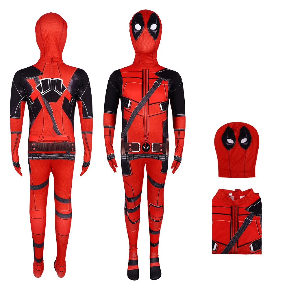 Superhero Deadpool CostumeHalloween Costume Children\'s Deadpool Cosplay MaskCostume Adult SetJumpsuit Backpack Accessories