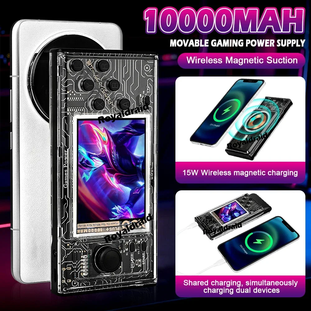 A10 وحدة تحكم بجهاز لعب محمول قوة البنك المتكاملة 10000mAh 20W شحن سريع المغناطيسي شحن لاسلكي موبايل إمدادات الطاقة 2IN1