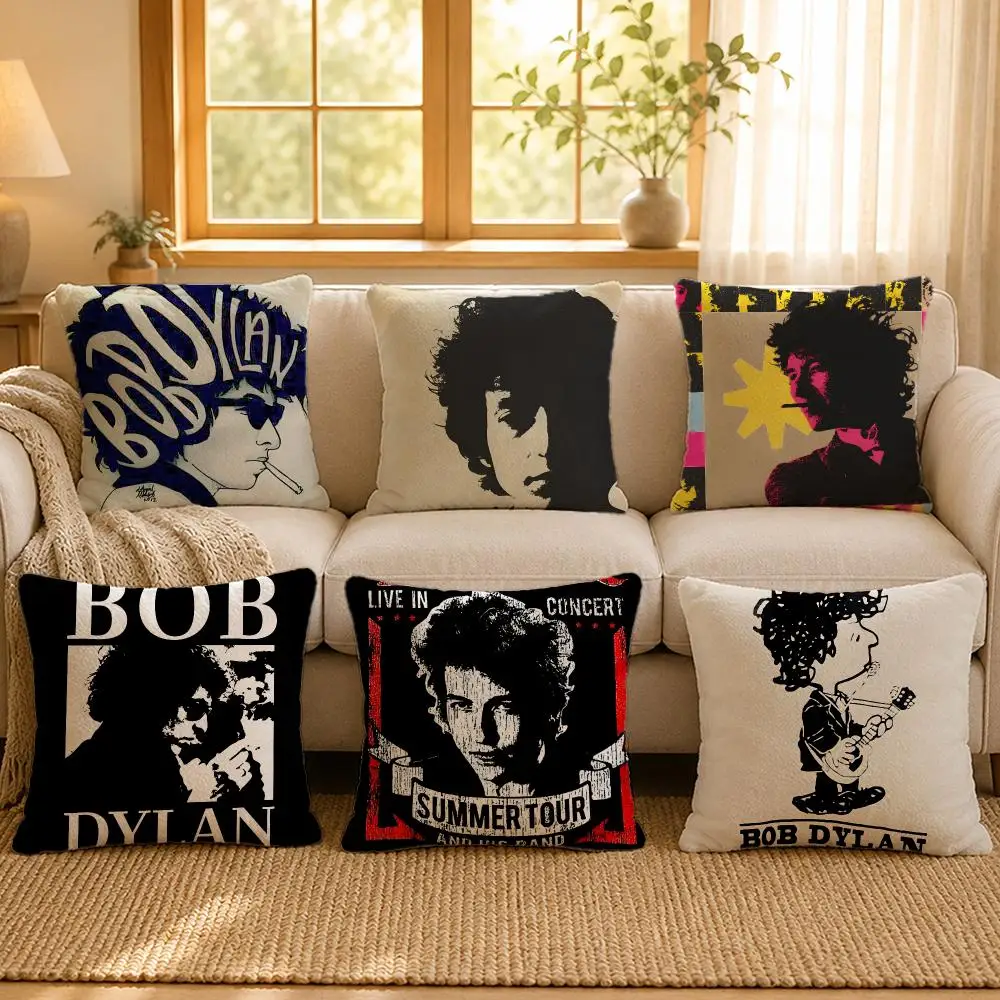 Singer Bob Dylan Folk Legend Cushion Cover Personalized Short Plush Cushion Cover Sofa Pillowcase Bedroom Home Decor Gift