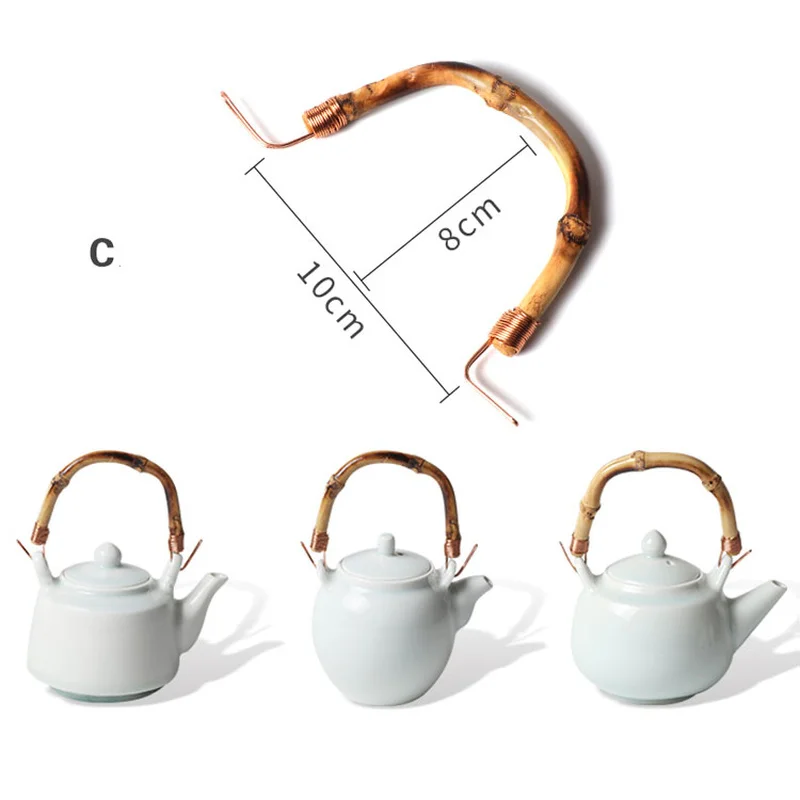 Pottery U-Shaped Teapot Handle Bamboo/Brass DIY Replacement Tea Set Kung Fu Tea Vintage Ceramic Accessories Supplies