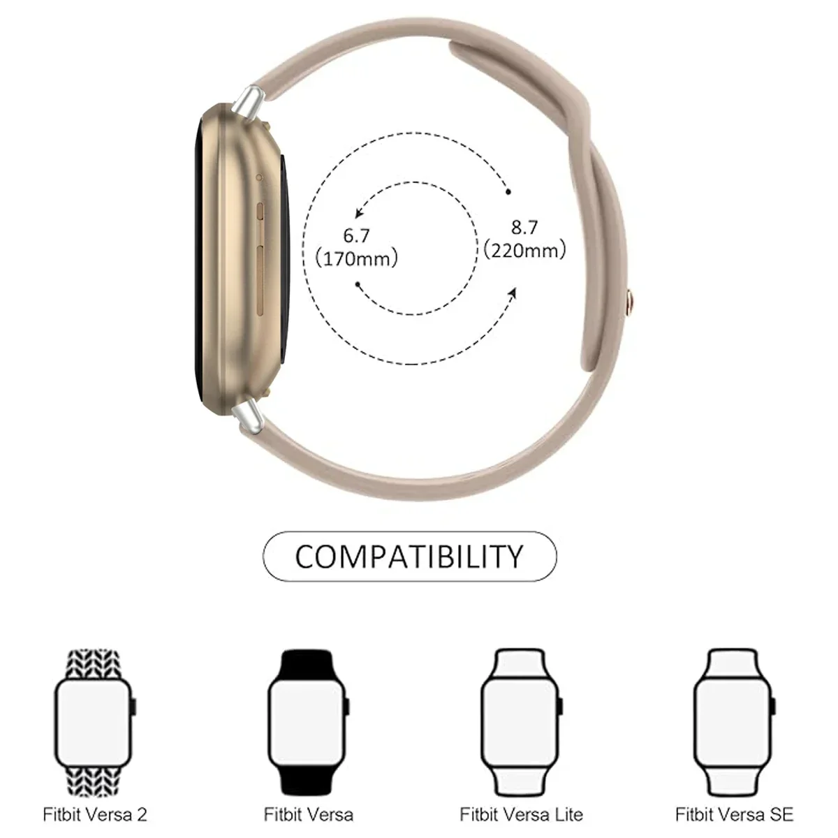 Silicone Strap For Fitbit Versa 4/Versa 3/Versa 2 Band Sport Bracelet Wristband For Fitbit Sense/Sense 2 Replacement Watchband