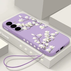 Magnolia Flower Phone Case For Samsung Galaxy S25 S24 FE S26 S23 Ultra A57 A17 A37 A55 A56 A36 A26 A35 A16 5G A54 Silicone Cover