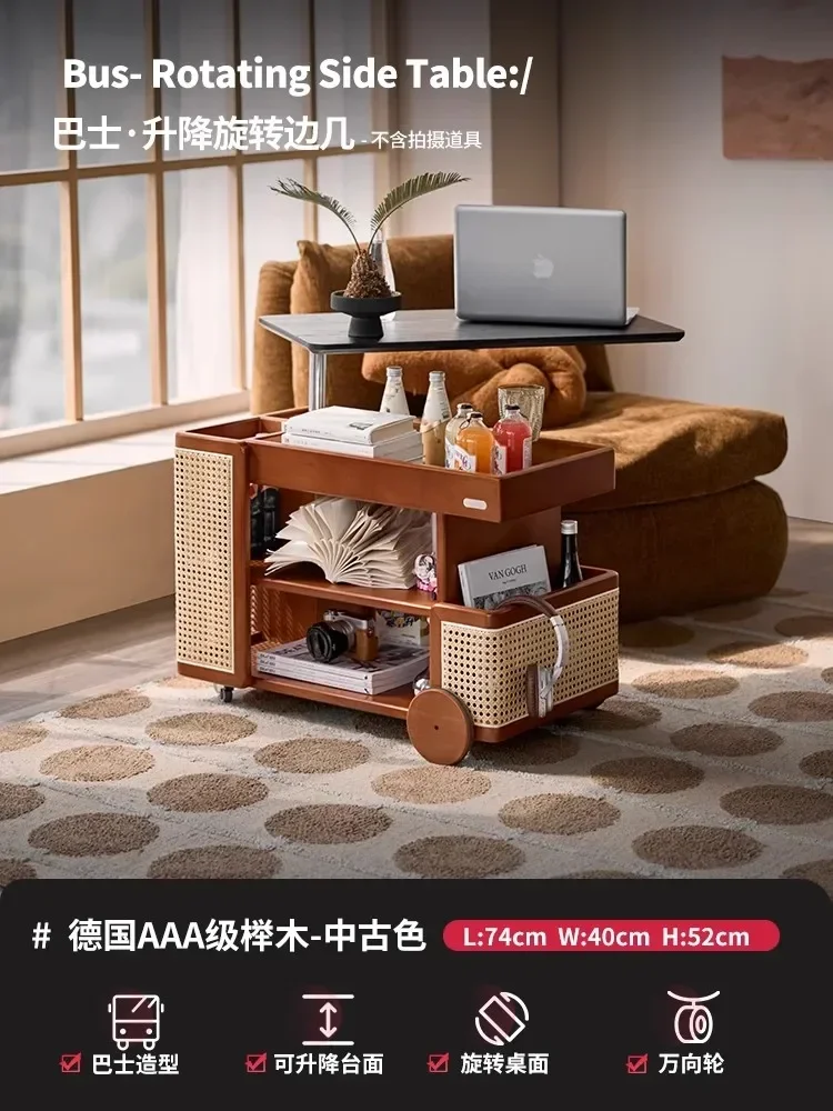 Picture 3: Solid wood lifting edge few beech movable trolley coffee table