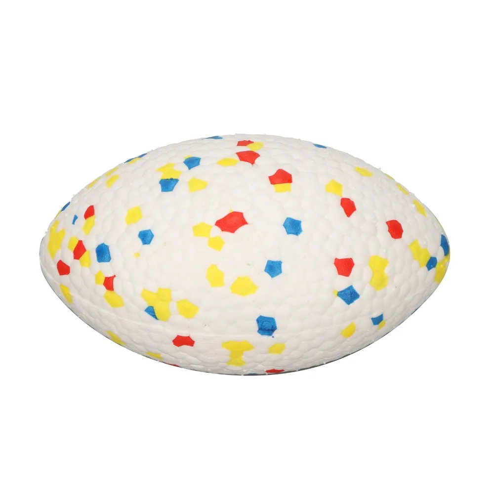 High Elasticity Dog Chew Toy Oval Shape Colorful Pet Interactive Toy Water Floating Bite Tough Dog Rugby Ball