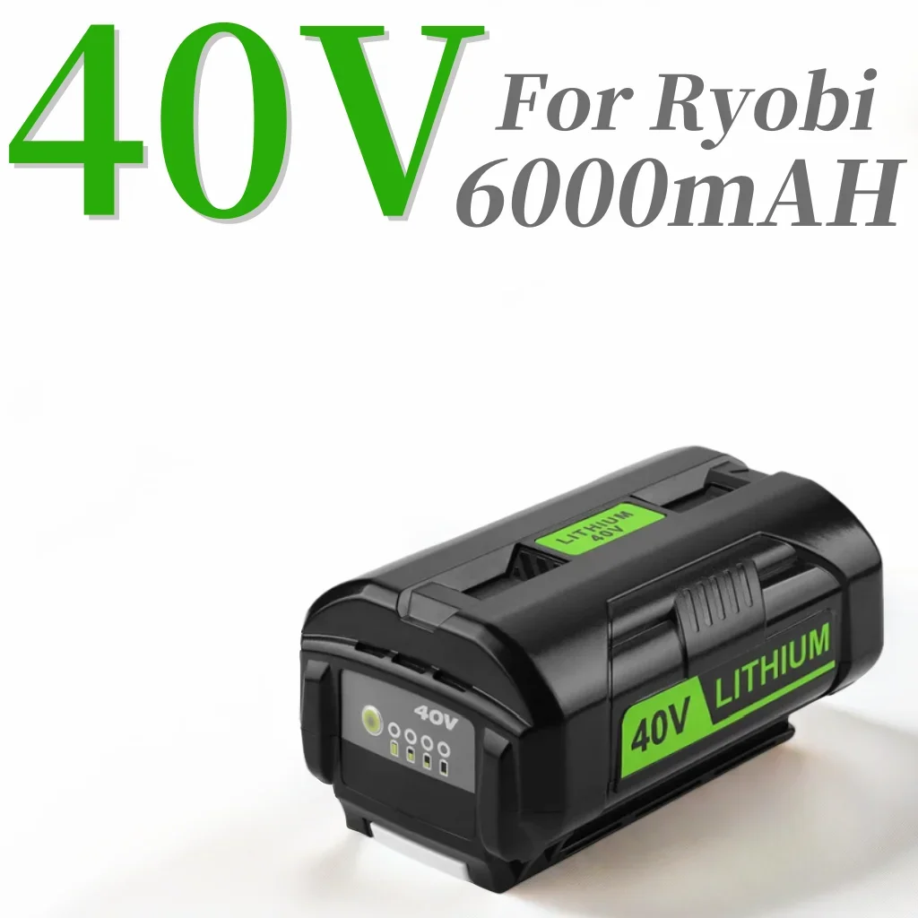 

6000mAh 40V Li-ion Battery OP40401 OP4050A for Ryobi OP4050 RY40502 RY40200 RY40400 Power Tools Replacement Battery，charger