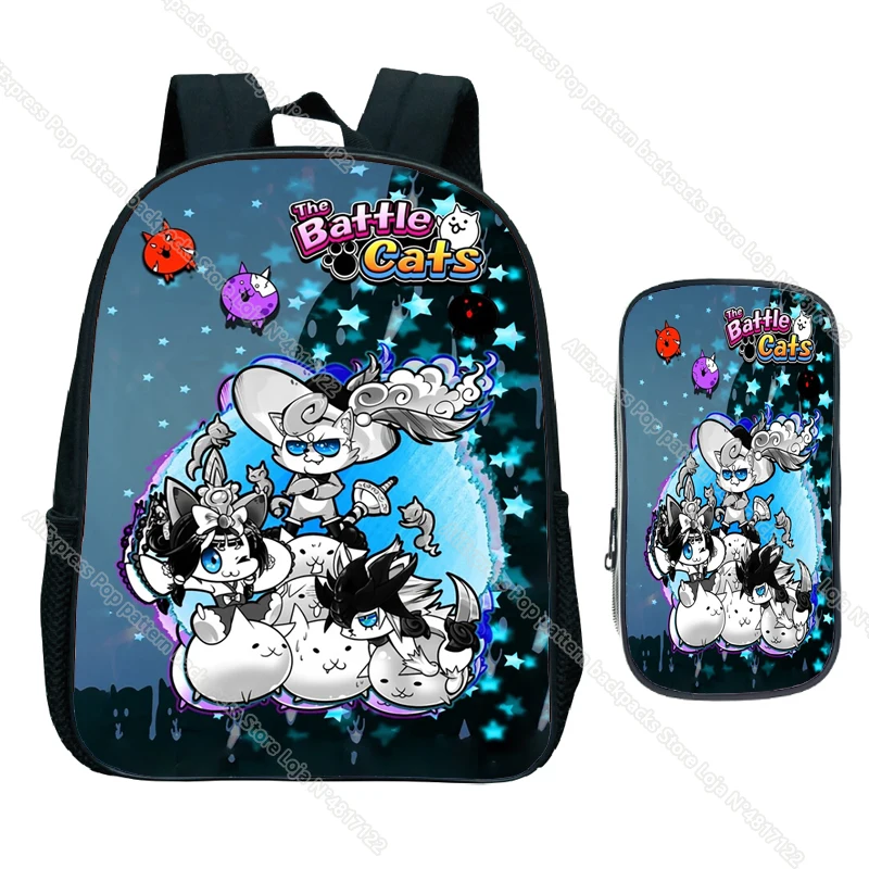 2pcs Set The Battle Cats Backpack Cartoon Kids School Bag for Kindergarten Toddler Children School Supplies Baby Bags