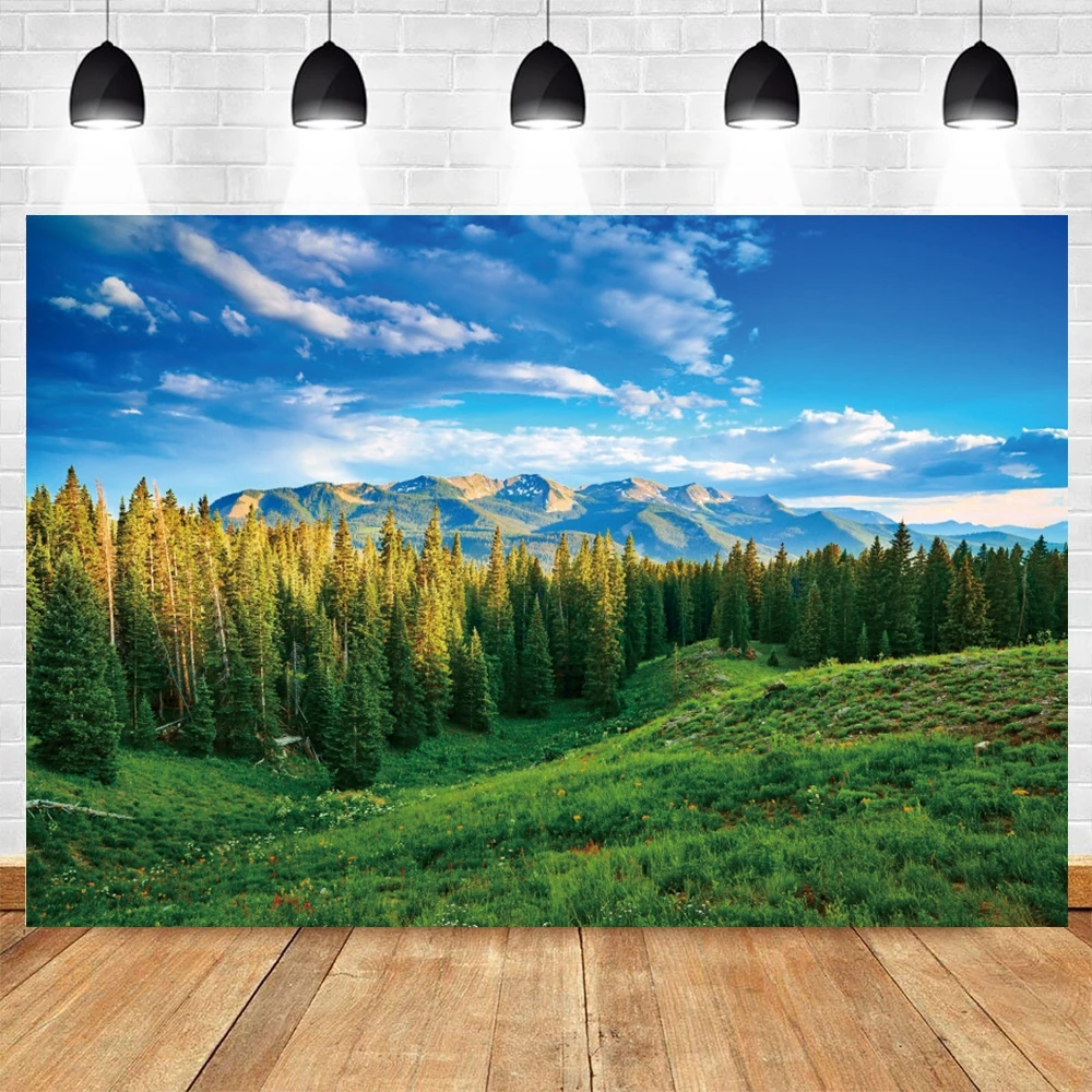 Natural Landscape Backdrop Flower Trees Mountain River Birthday Party Holiday Outing Portrait Photography Backdrop Wall Decor