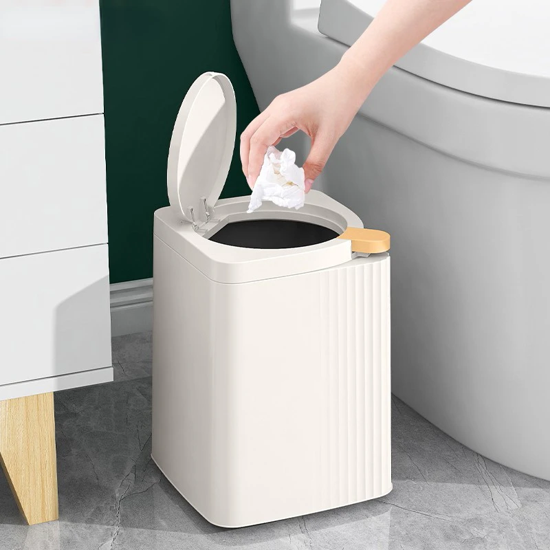 8L Press-type Trash Can Home with Lid Living Room Light Luxury Bathroom Kitchen Bedroom Large Paper Basket Office Storage Bucket