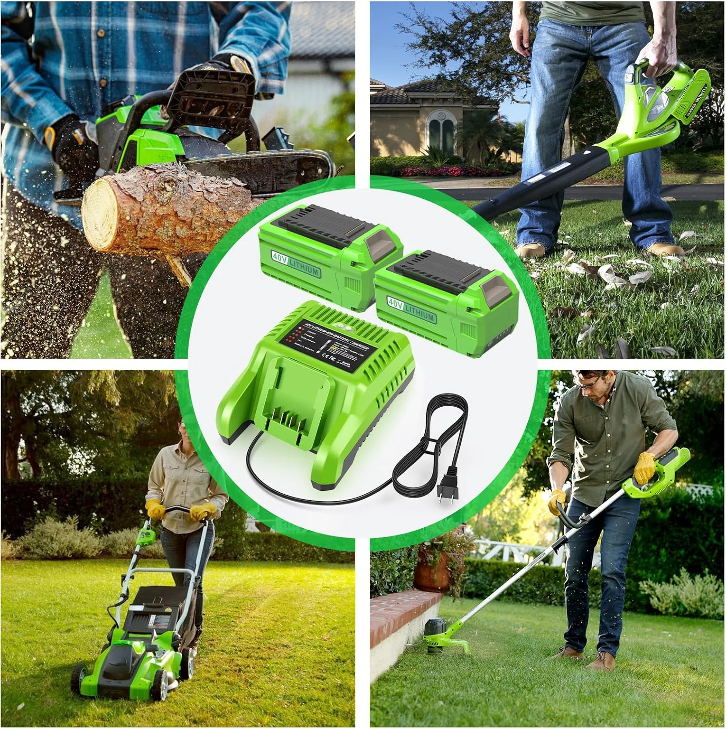 Portable Quick battery charger with LED INDICATOR for Greenworks 40V Lithium battery with US/EU/UK/AU Charging plug