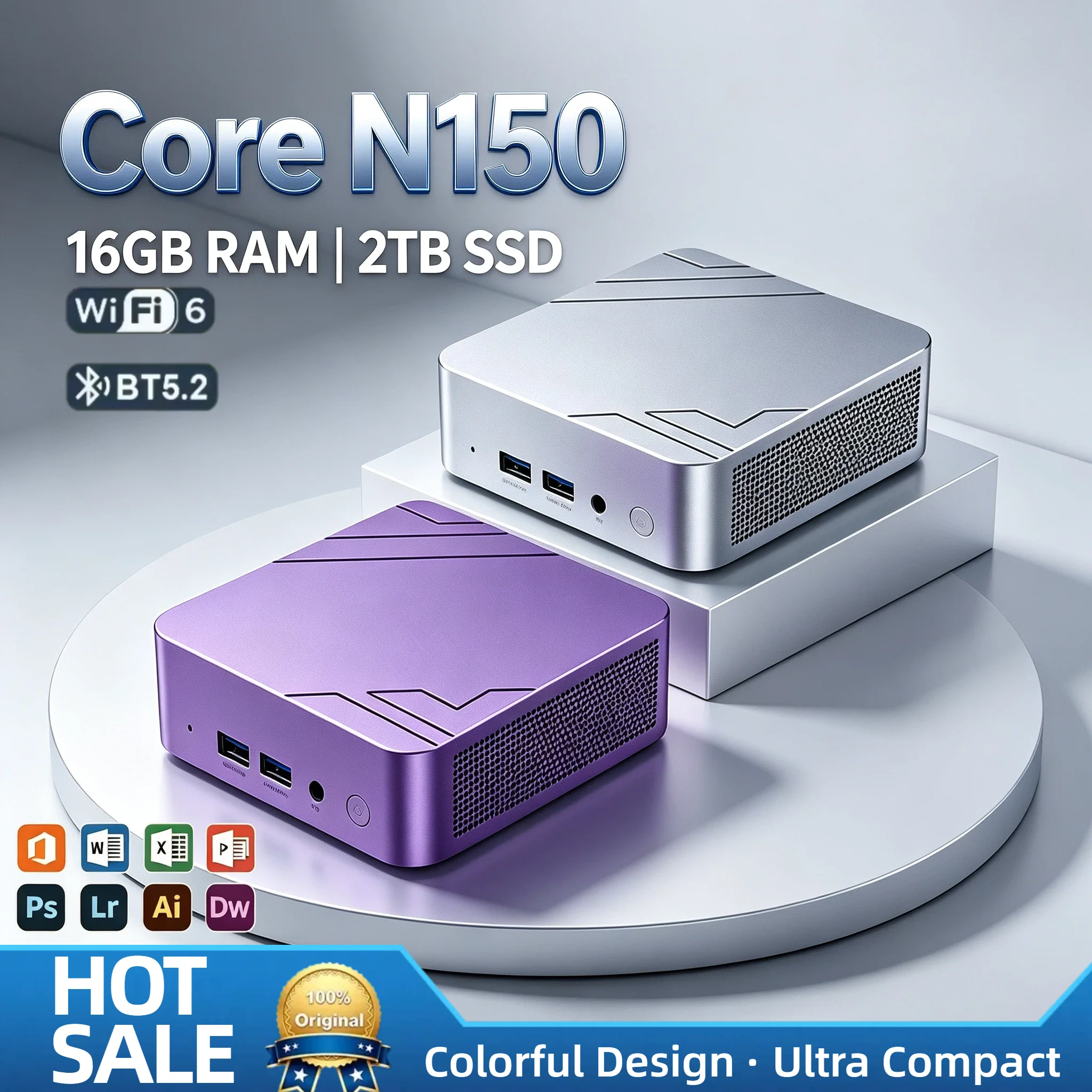 인텔 N150 휴대용 미니 PC 16GB DDR4 2TB NVMe SSD 트리플 4K 화면 WiFi6 블루투스 5.2 고성능 홈 오피스 맥스