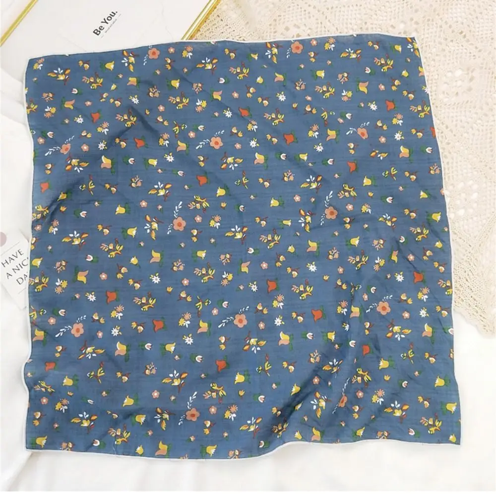 

Flower Headband Cotton Linen Square Scarf Pastoral Style Head Scarf Printed Silk Scarf Neckerchief Hair Tie Floral Kerchief