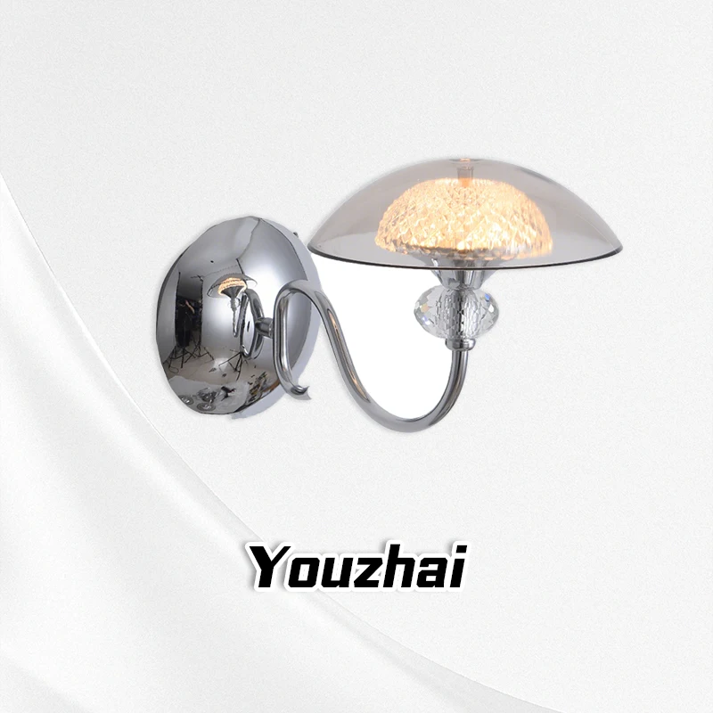 

Mushroom shaped glass lamp simple modern bedroom bedside wall lamp study light luxury guest background wall lamp