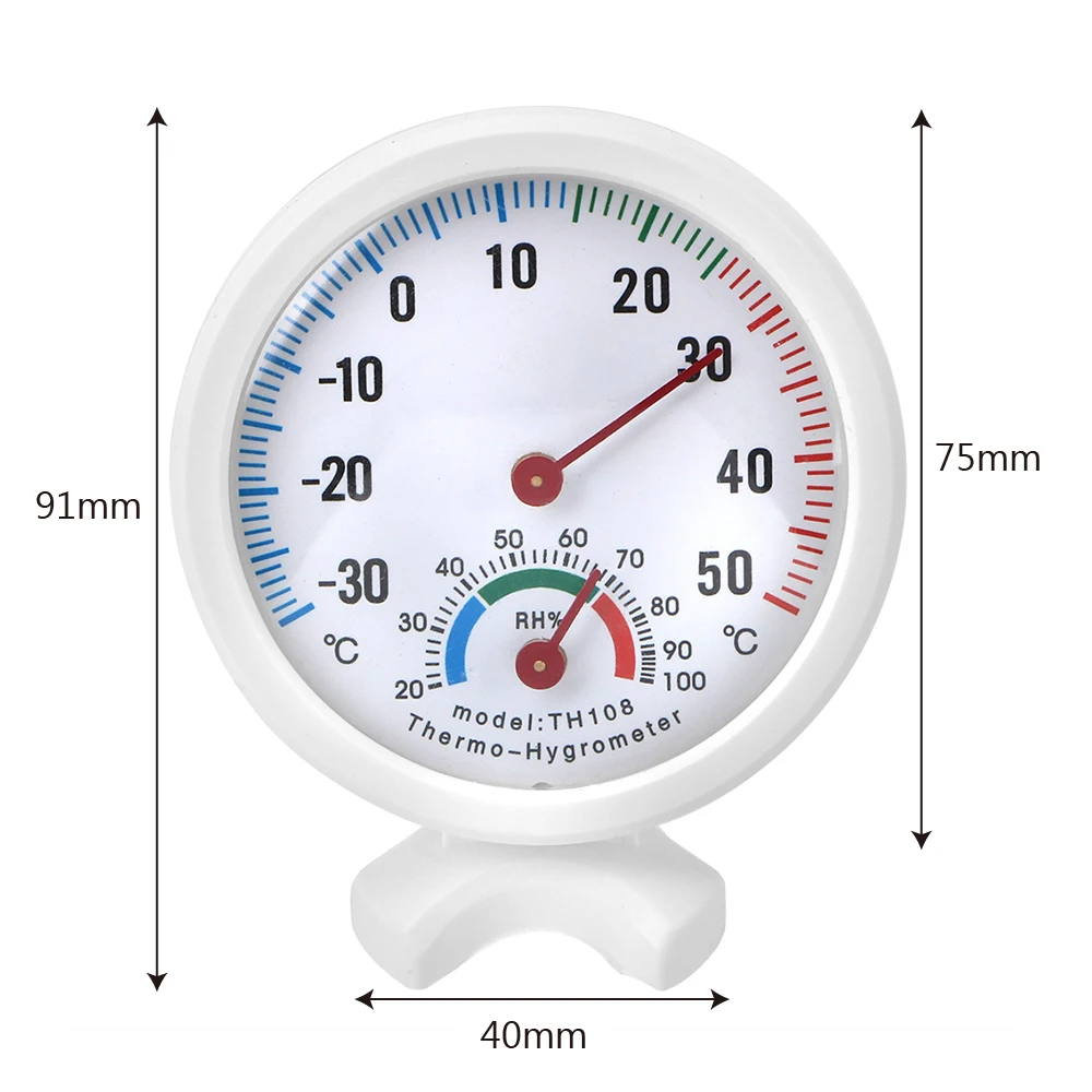 Measuring Tool Mini Temperature Humidity Meter Gauge Clock-shaped 2 in 1 Thermometer Hygrometer Round Wall-mounted