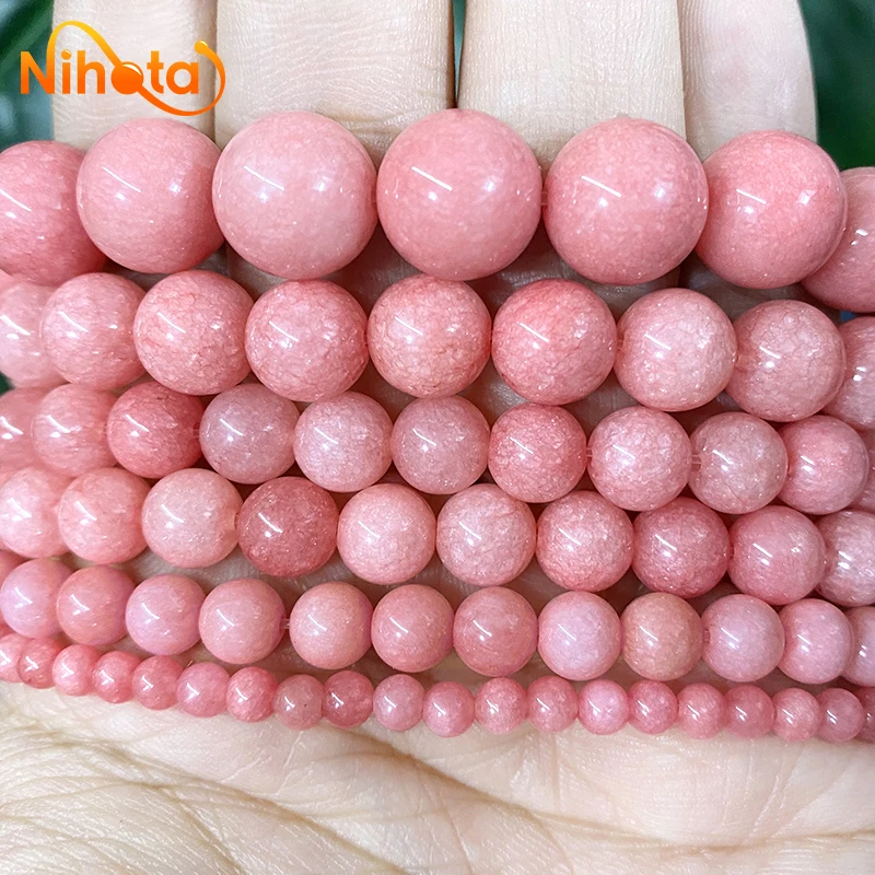 4/6/8/10/12mm Natural Light Pink Rose Chalcedony Round Beads Diy Bracelet Necklace Accessories for Jewelry Making 15\