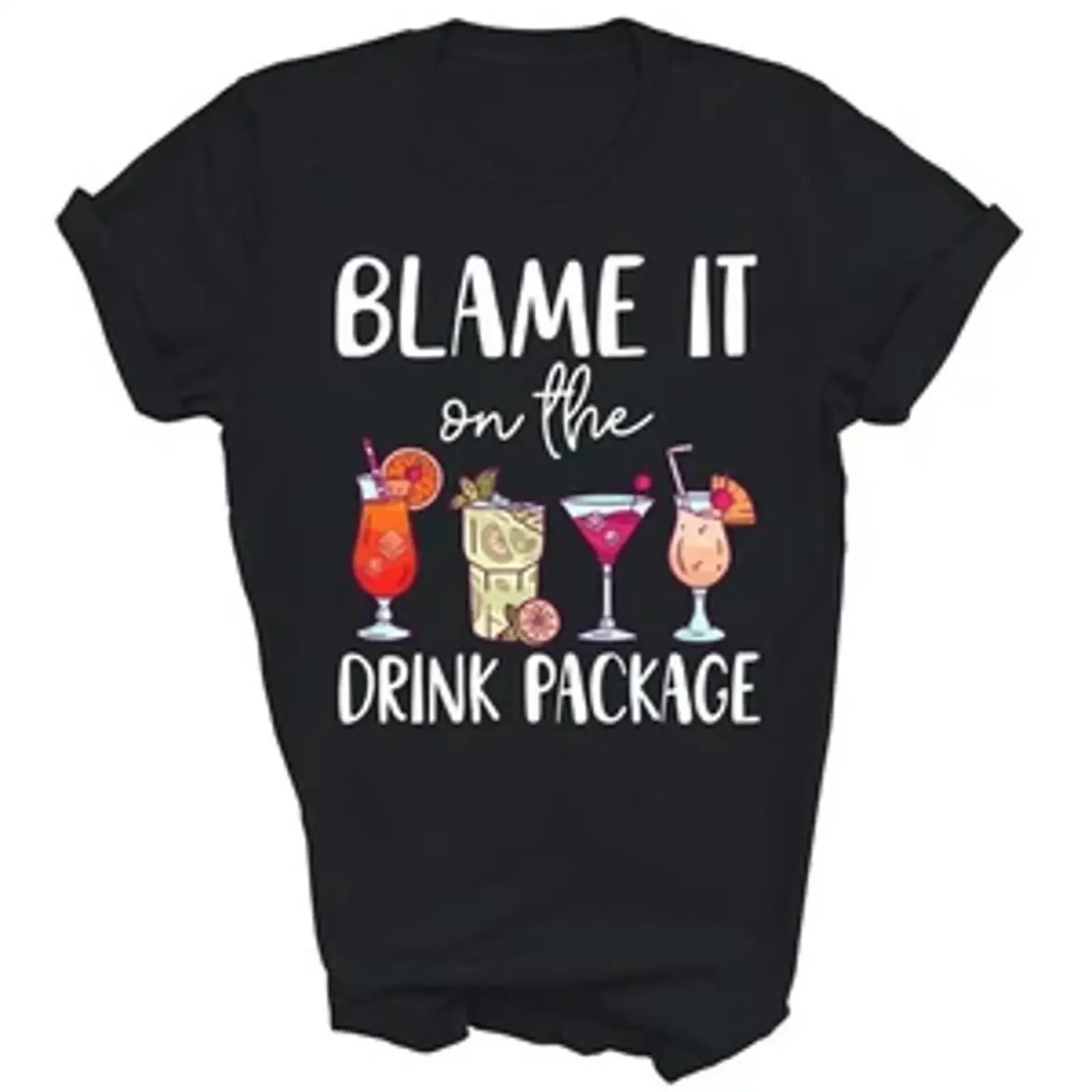 Funny Cruise Blame It On The Drink Package T Shirt  vintage Washed Casual Unisex streetwear Versatile designer clothes homme