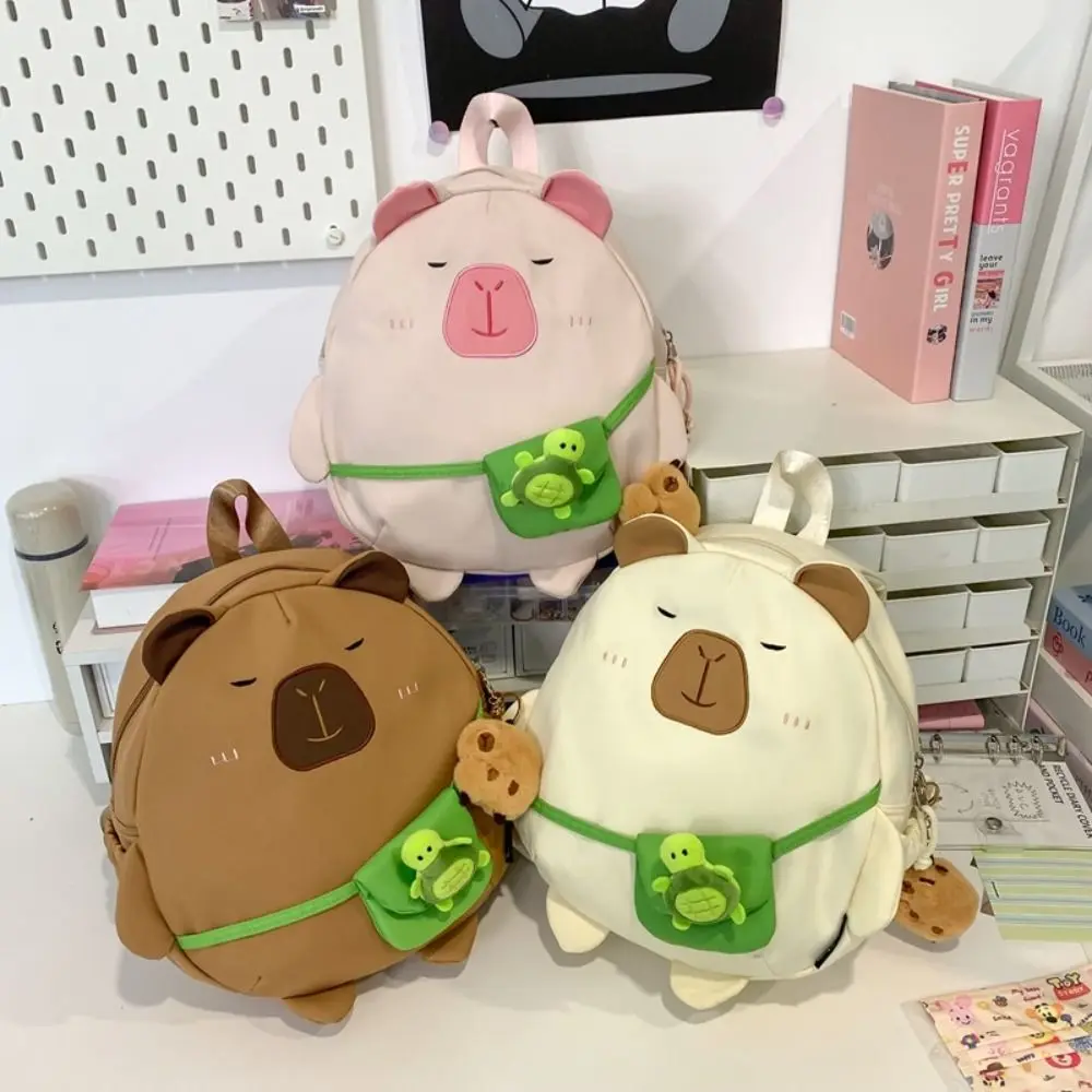 Cartoon Nylon Capybara Backpack Large Capacity Travel Backpack Laptop Backpack School Bag