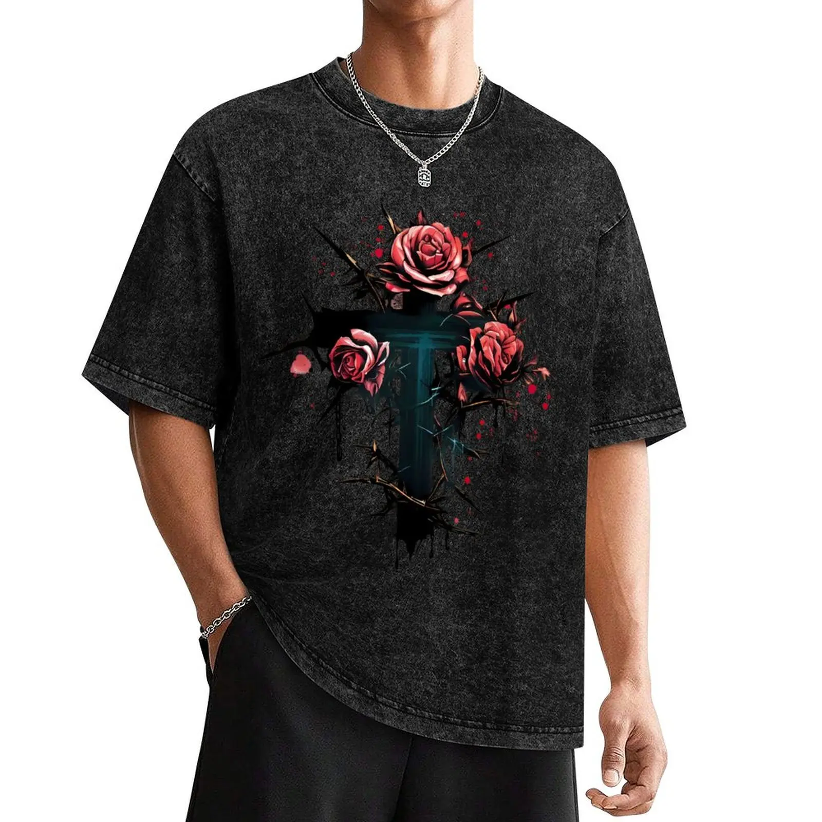 Thorns and Roses T-Shirt customizeds oversized graphic tee anime stuff mens vintage t shirts