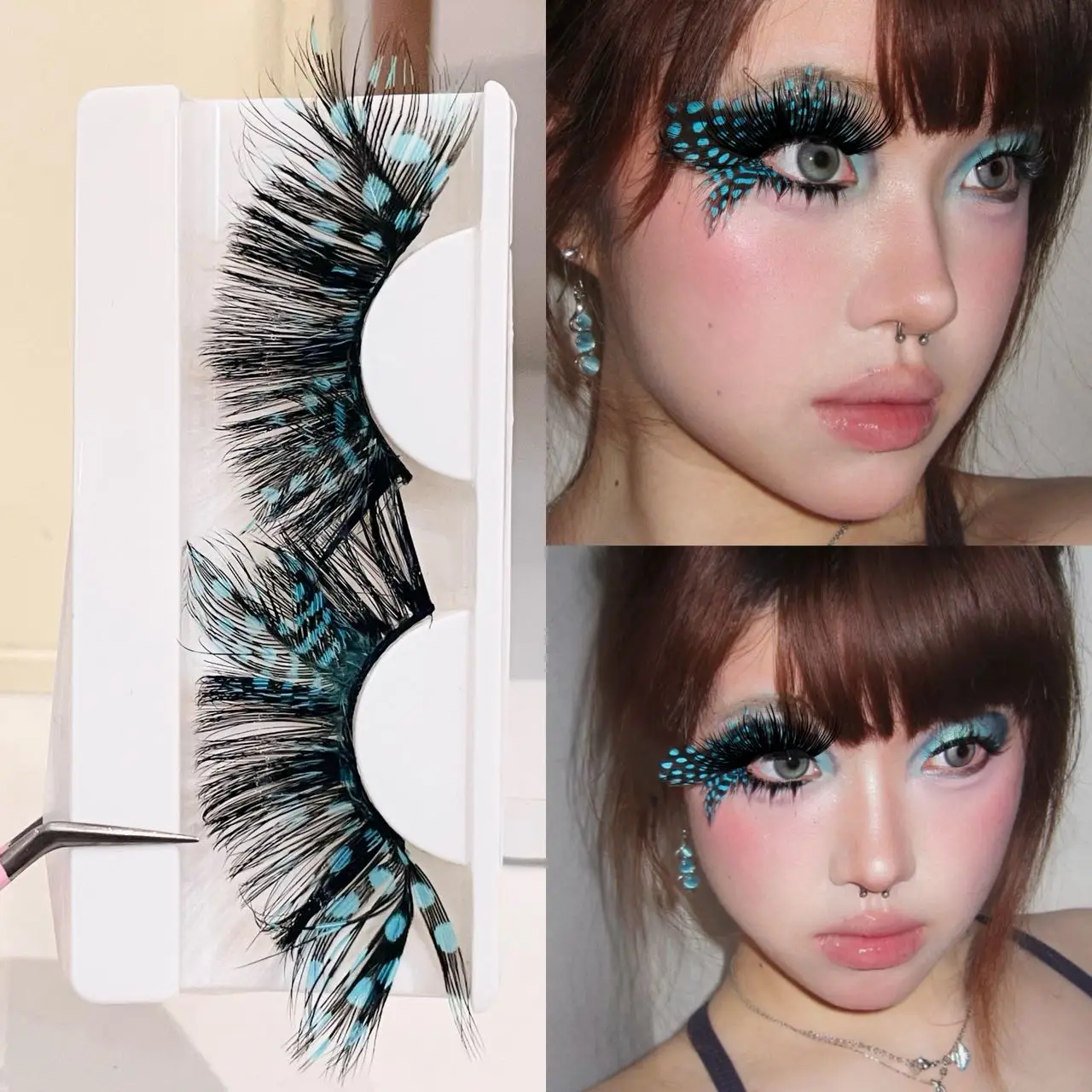 Doudoutian Butterfly Cluster Wimpern, weiche, federartige, lockige, leichte, natürliche, kreative Make-up-Wimpern für den täglichen Gebrauch