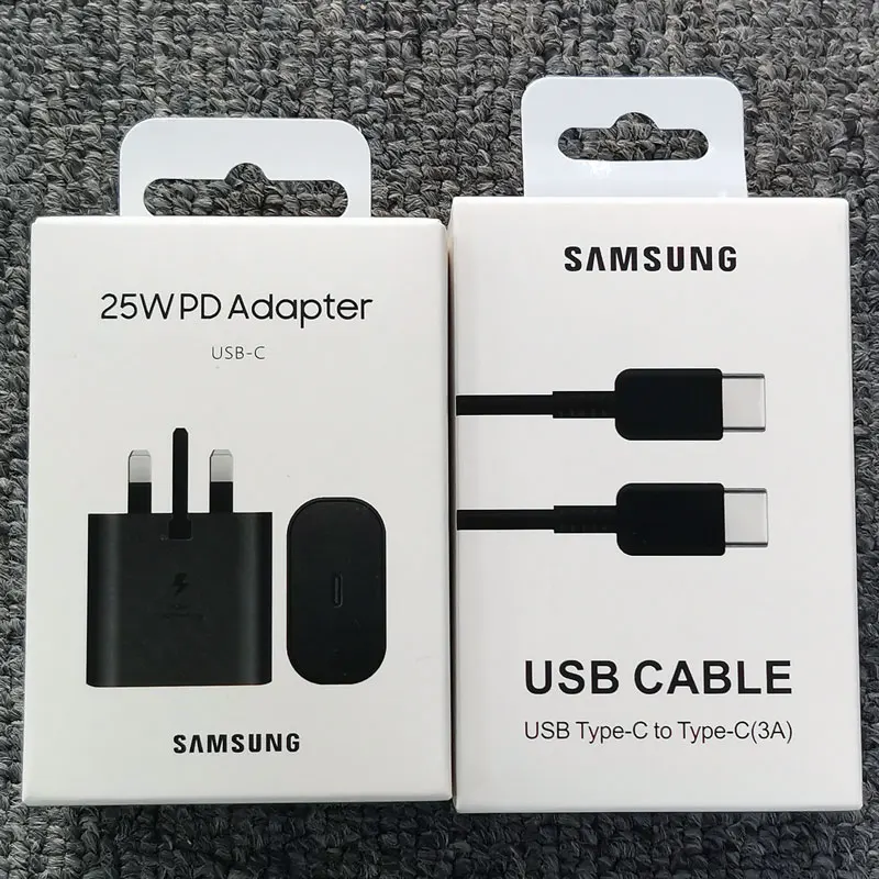 Samsung UK Charger 25W PD Super Fast Charge Adapter Type C Cable For Galaxy S20 S21 S22 S23 S24 S25 