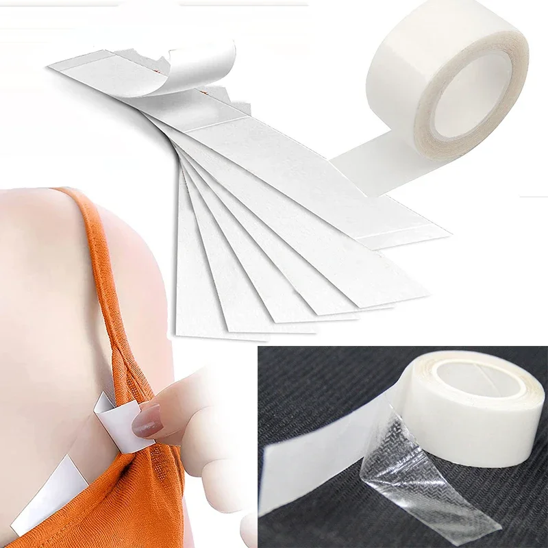20pcs 양면 비밀 바디 접착 테이프 방수 드레스 천 테이프 안티 노출 유방 브래지어 스트립 안전 투명 란제리 테이프