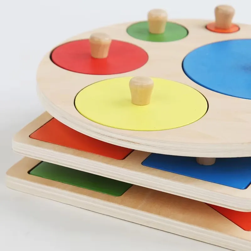 Holz Form und Farbe Passenden Hand Kratzen Bord Montessori Baby Puzzle Spielzeug Geometrische Frühe Bildung Kognitive Spielzeug TMZ