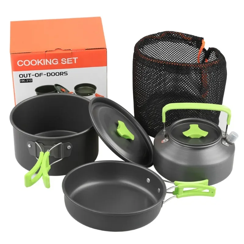 

Camping Kitchenware Outdoor Pot Set 2-3 People Portable Picnic Pot Set Teapot Pan Combination