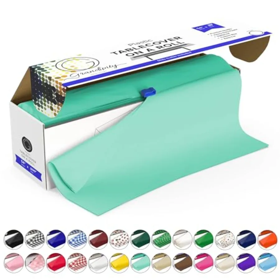 

Пластиковый рулон Taleclot — 54 дюйма x 300 футов. Пластиковые сказки цвета морской волны для одноразовых вечеринок с резаком быка — вырезанные размера для одноразовой сказки