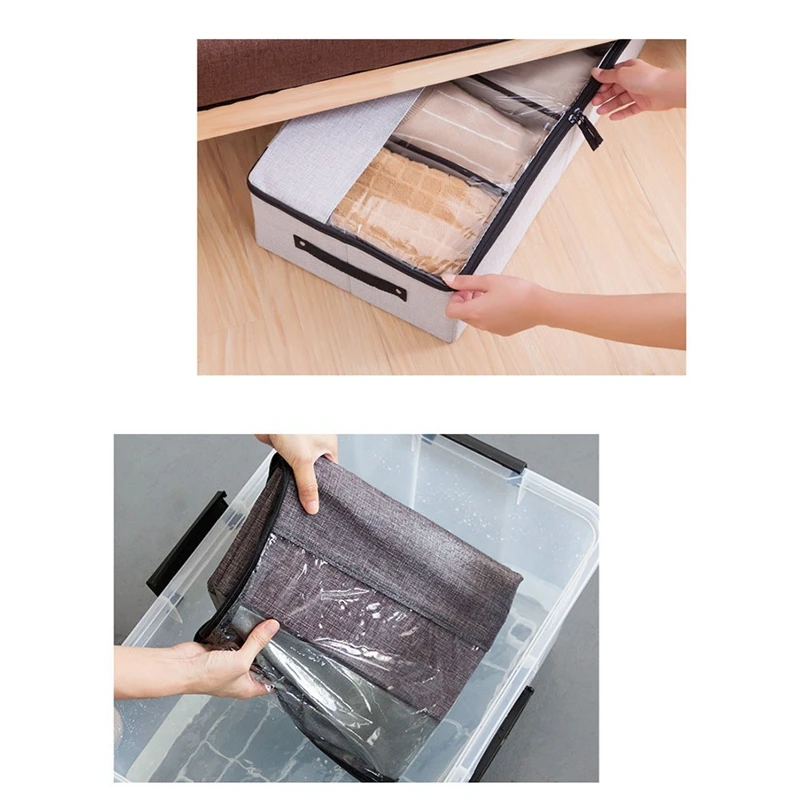 ABWR-صناديق تخزين السرير، حاويات كبيرة قابلة للطي لتخزين الأحذية مع غطاء شفاف، وسحابات ثنائية الاتجاه