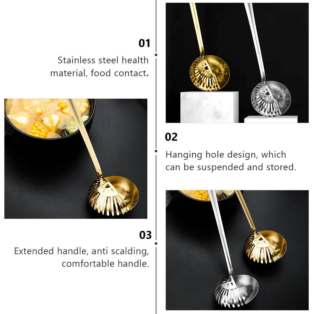 

Use A Soup Spoon Long Handle Ladle Scoop Strainer Stainless Steel Serving Metal Multifunctional Spoons