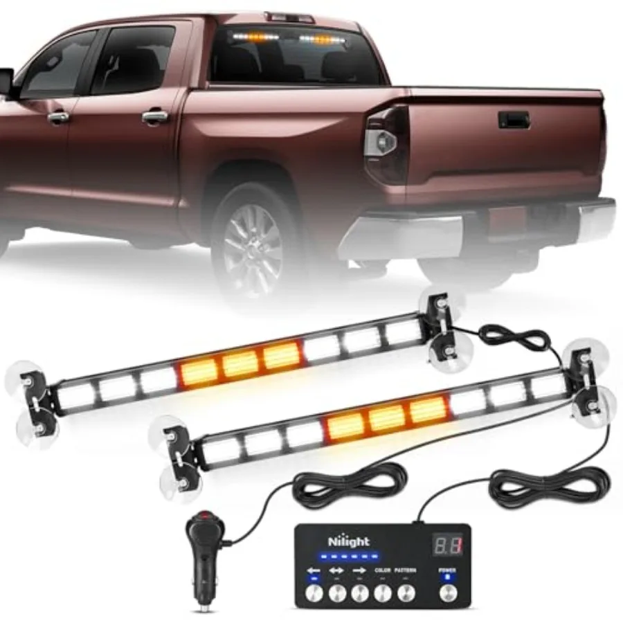 

162 LED Traffic Advisor Strobe Light Bar 2-in-1 Emergency Warning Hazard Lights with Controller 4 Switchable Color 36 Flash Pat