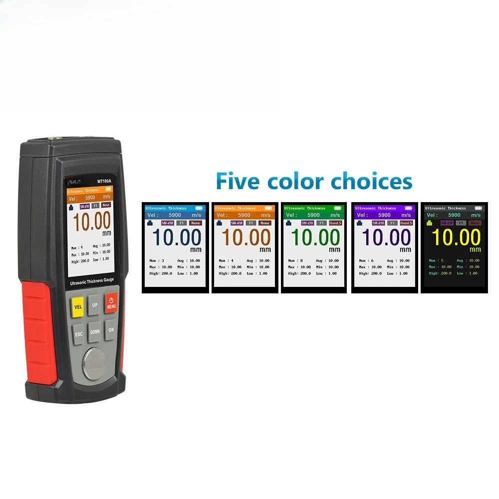 WT100A Ultrasonic Thickness Gauge for Testing Metallic Glass  LCD Data Display Ultrasonic Thickness Gauge