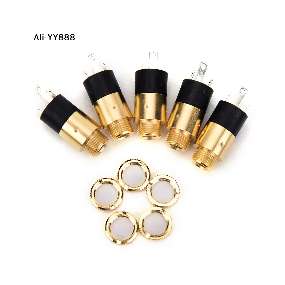 【YY88】5Pcs Gold Silver Color PJ392 3.5mm Stereo Female Sockect Jack 3.5 Audio Headphone Connector gold