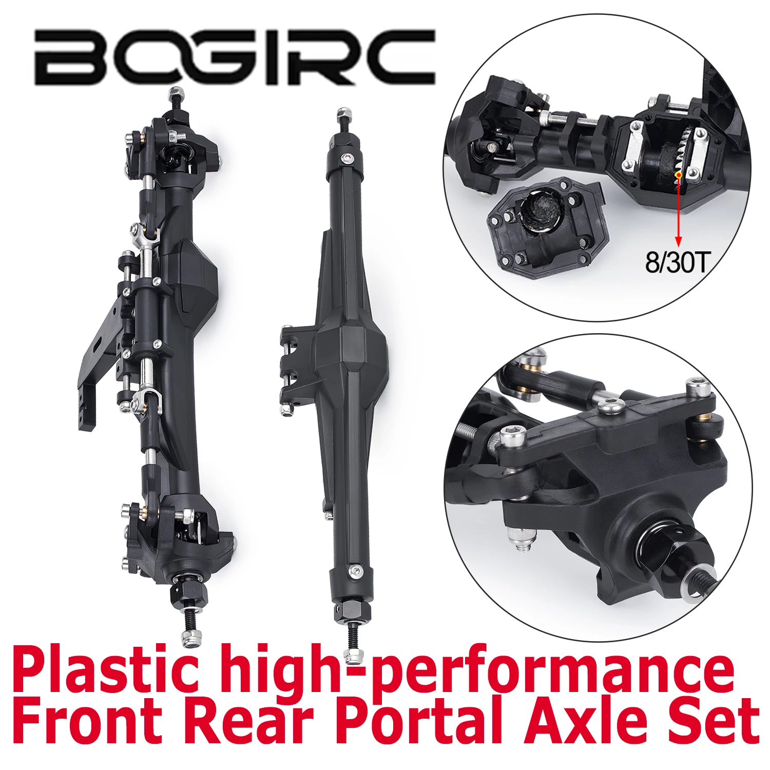 

B​OGIRC Plastic Complete Front Rear Portal Axle Set for 1/10 RC Crawler Car Vanquish H10 Optic Model DIY Upgrade Accessories