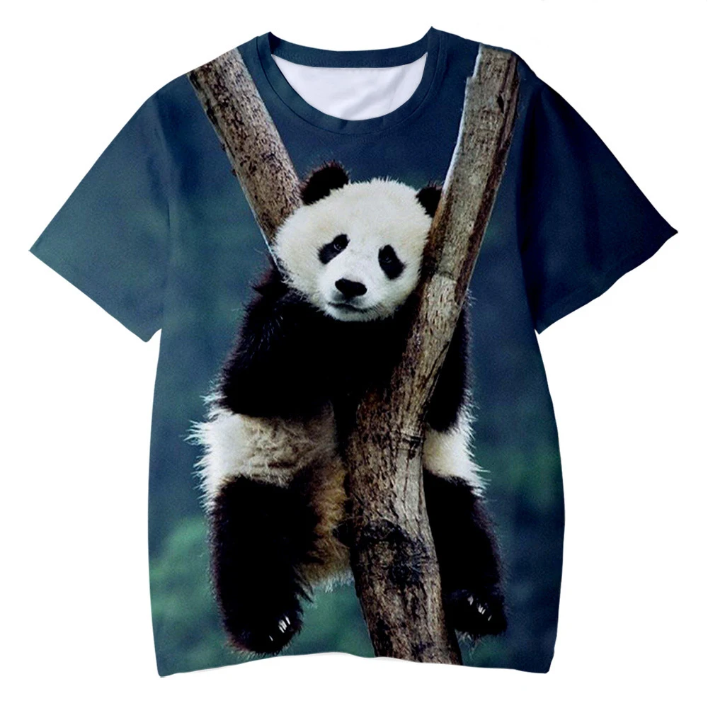 Cute Panda T-shirt Funny Animal 3D Print Men Women Short Sleeve T Shirts Streetwear Harajuku Y2K Tees Tops Unisex Kids Clothing