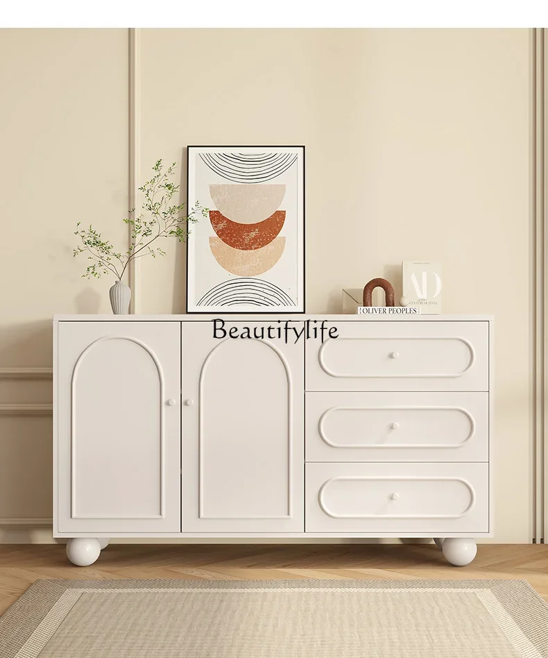 

Cream wind bucket cabinet simple modern wall drawers bedside storage locker