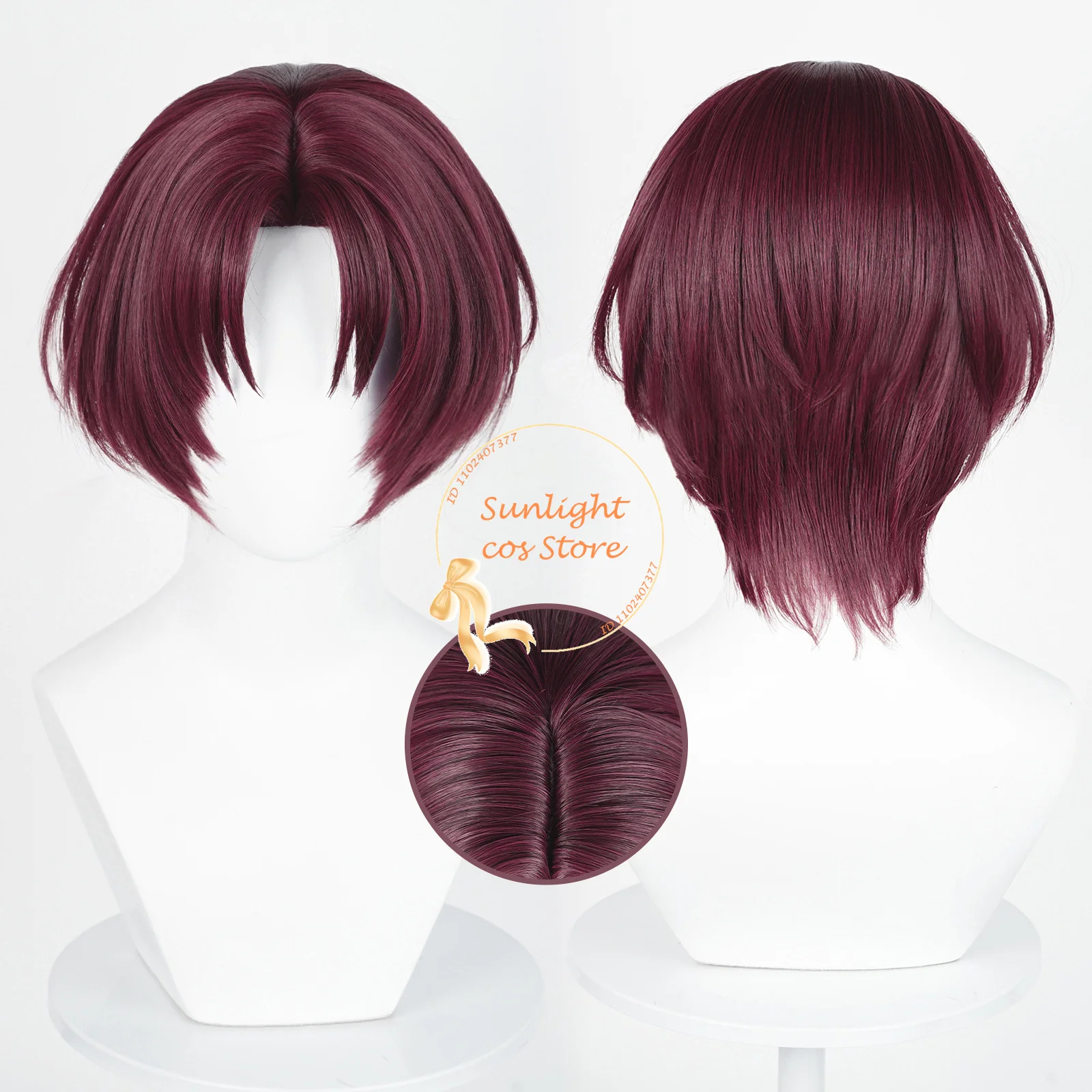 Anime Hayato Suo Cosplay Wig 32cm Dark Brown Mixed Red Short Wigs Heat Resistant Synthetic Hair + Wig Cap