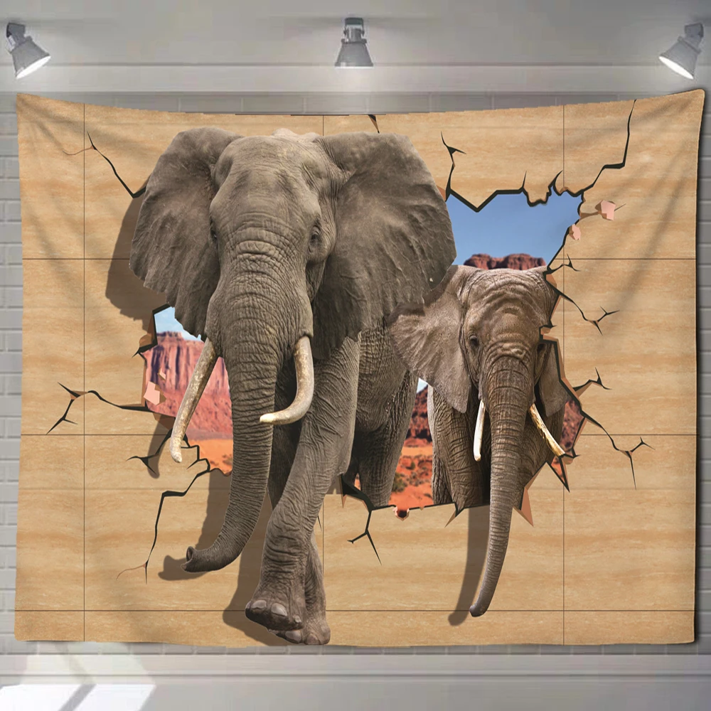 3D Mural Elephant Tapestry, Wall Hanging, Bohemian Hippie, Bedroom Background Cloth, Printing Home Decor