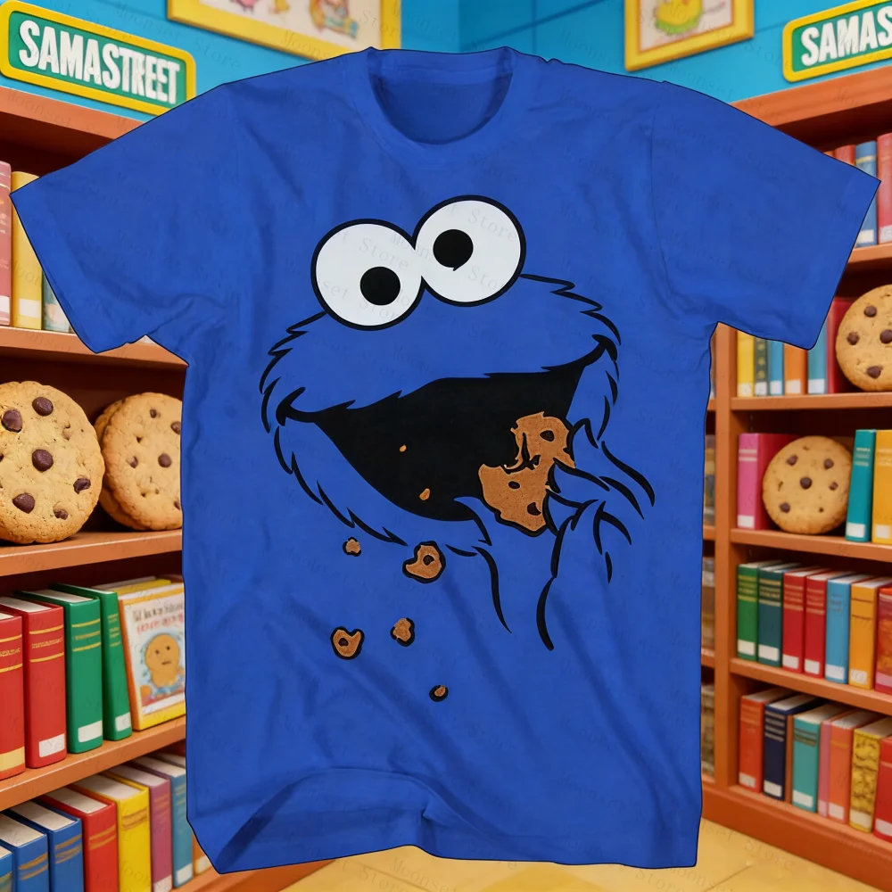 Camiseta con cara grande de Elmo de Sesame Street, camiseta informal de alta calidad para parejas, camiseta deportiva para niños, camisetas para hombres y mujeres