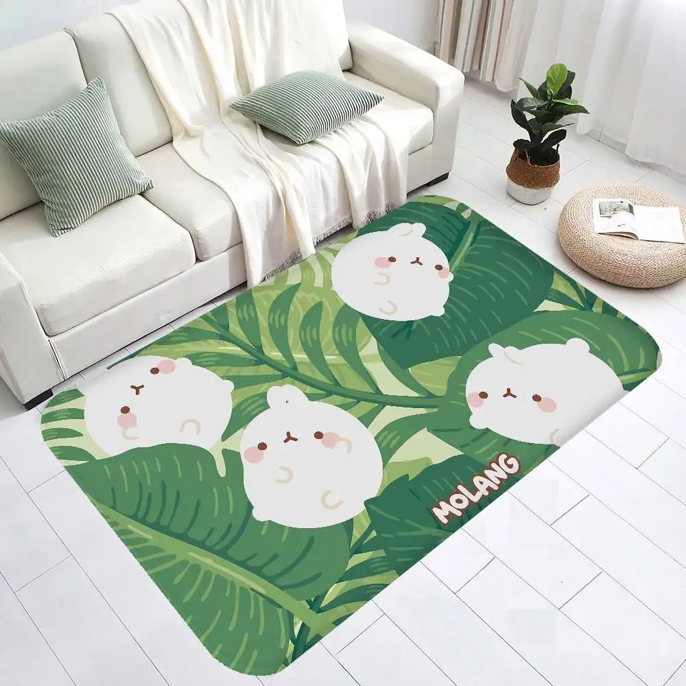 Cute white rabbit M-Molang Kitchen Mat Kids Room Bedroom Decoration Balcony Anti-Slip Doormat Living Room Alfombra
