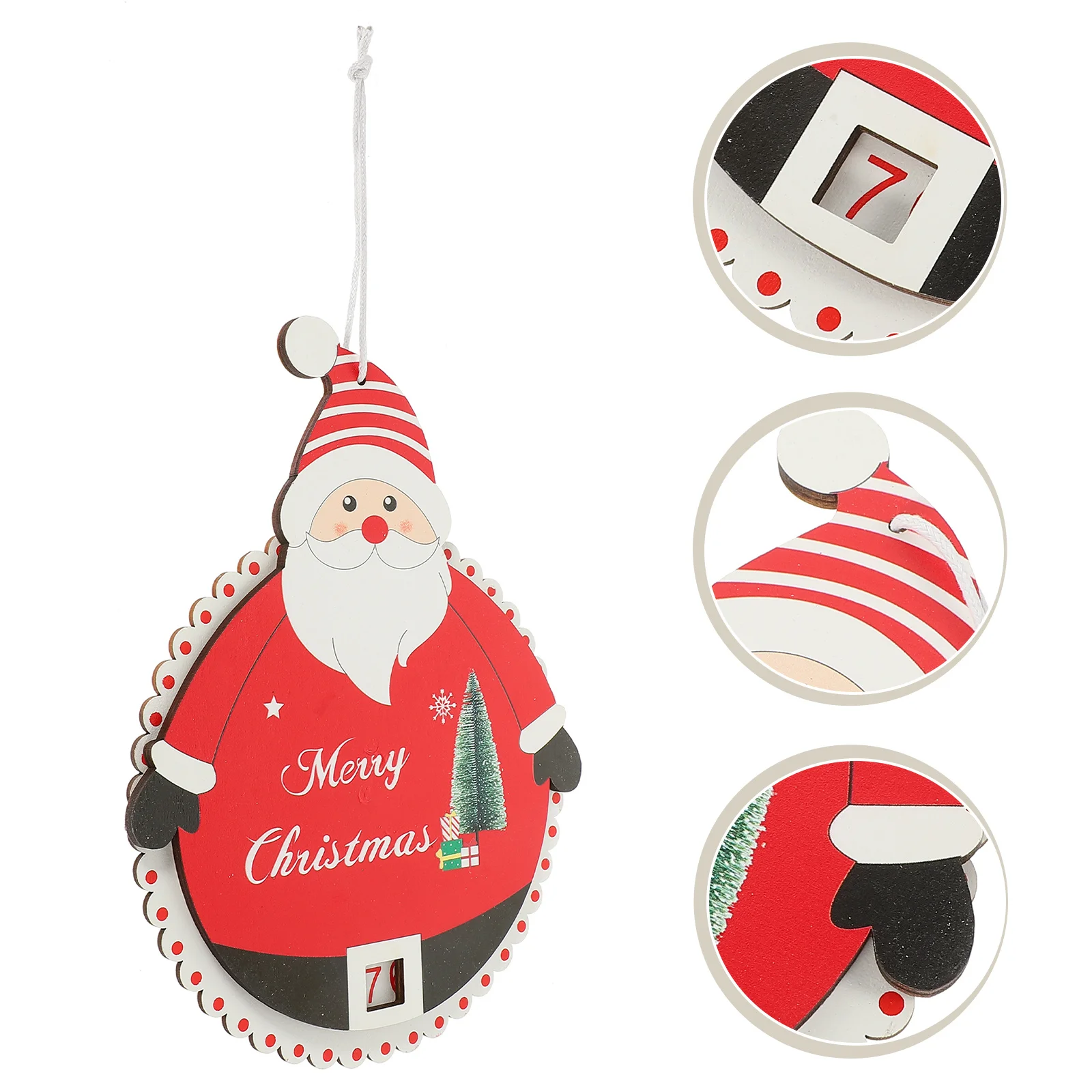 

Christmas Hanging Advent Calendar Wooden Pendant for Xmas Tree Wall Door Decor DIY Countdown Party Ornament Festive Decoration