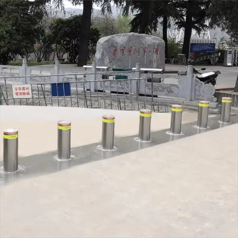 Semi Automatic Rising Bollard 219mm Gas Spring Drive Stainless Steel Security Traffic Barrier Long Life Vehicle Access