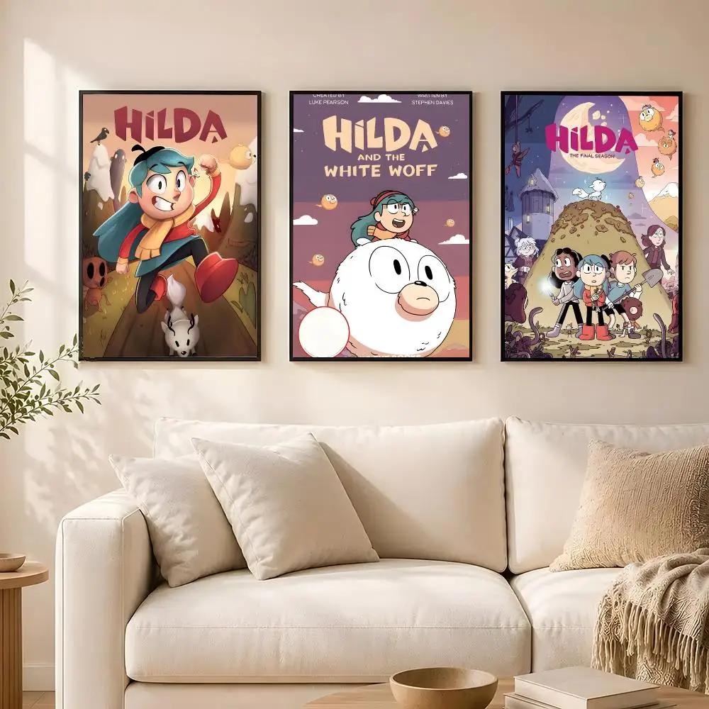 H-Hilda cartoon girl anime Poster poster Self-adhesive wall stickers, suitable for room decoration, high-quality printing.