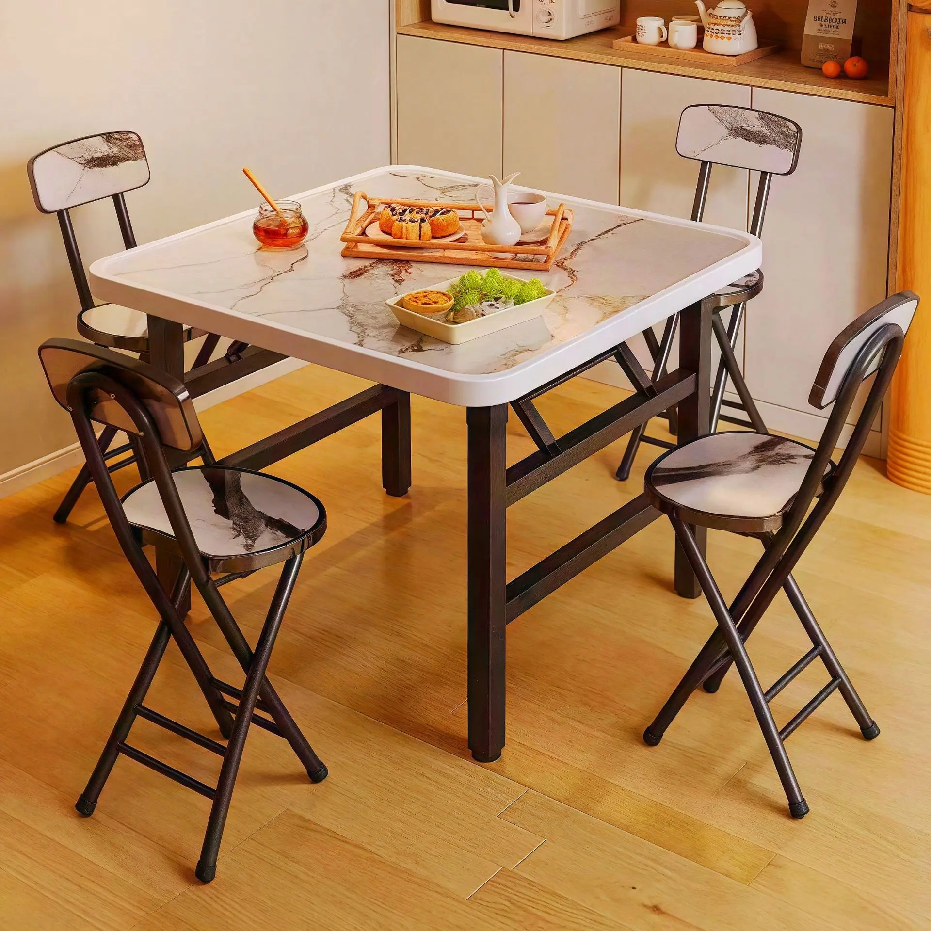 Folding Square Dining Table Simple Household Square Table Portable Outdoor Stall Table for Small Apartment Rental Room