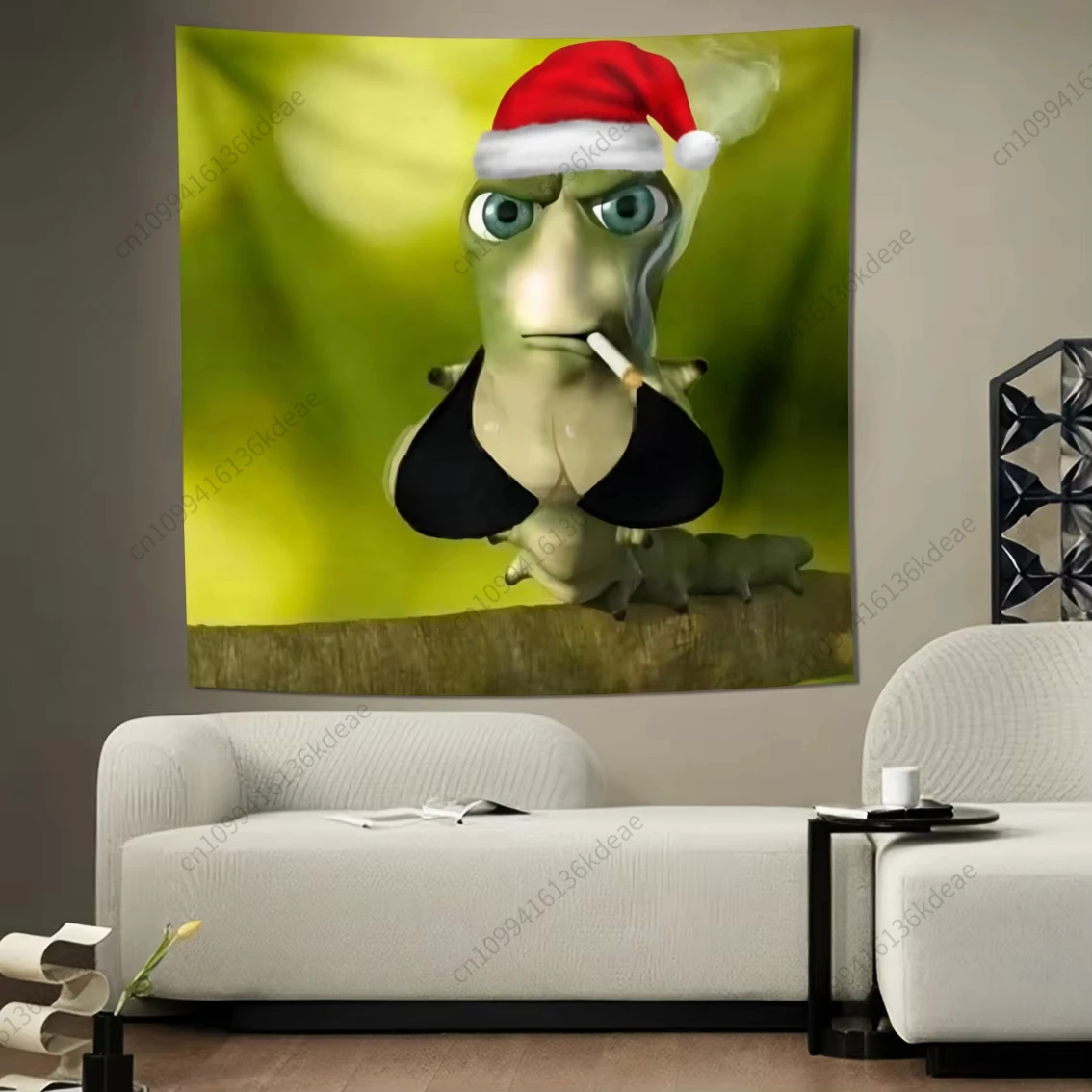 Green Worm Smoking Meme Tapestry: The Ultimate Dorm Room Statement Piece  You Didn't Know You Needed