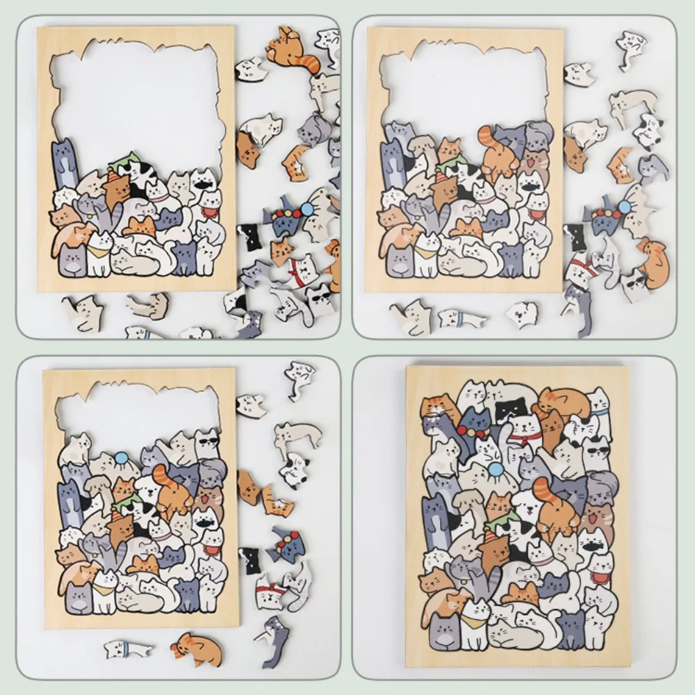 Jogos de mesa em forma irregular animal quebra-cabeças gato de madeira dos desenhos animados forma quebra-cabeças panda cão animal forma quebra-cabeças crianças