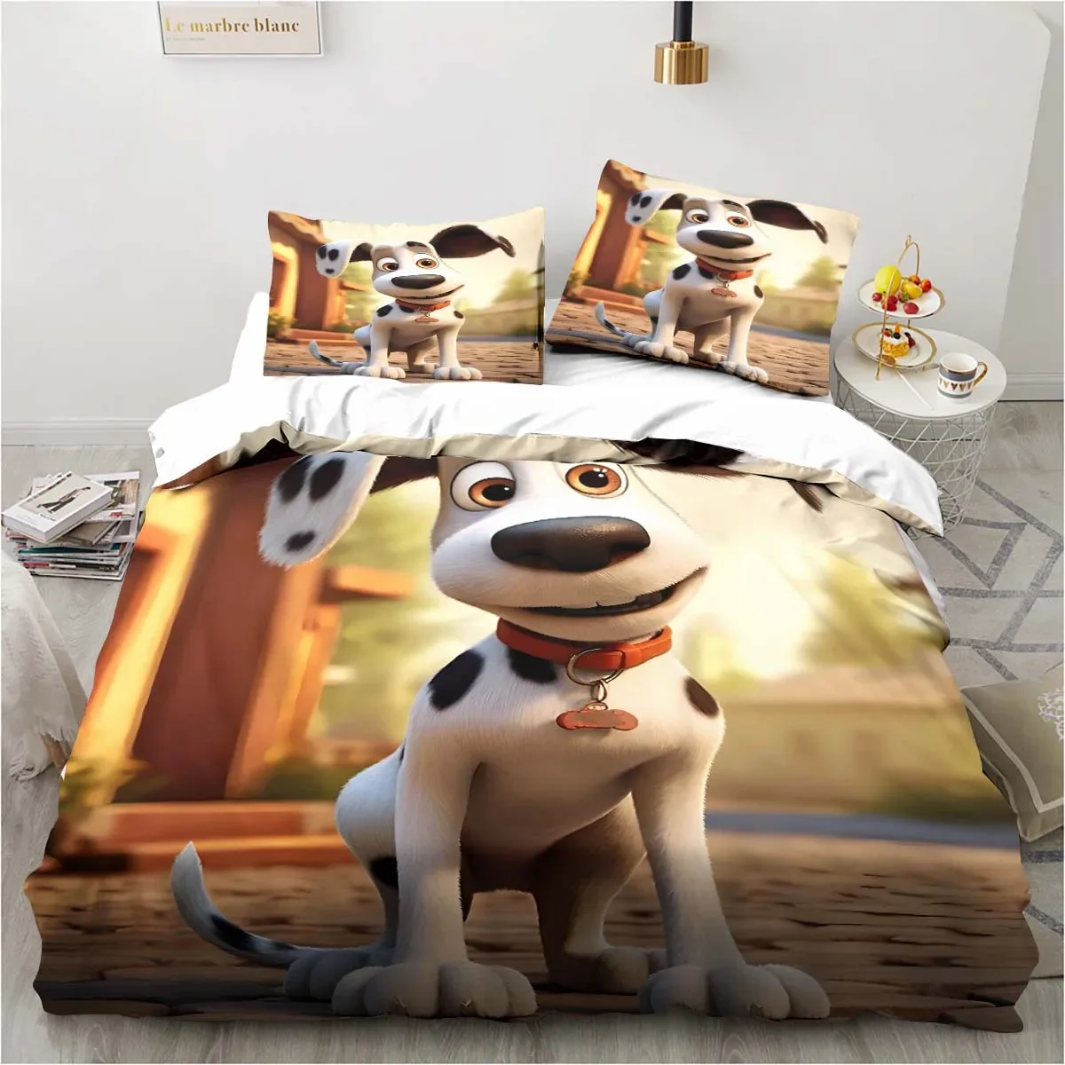 

3D Bed set with dog pattern; bull dog bedroom home pillowcase and duvet cover king size bedding set for children's room; luxury