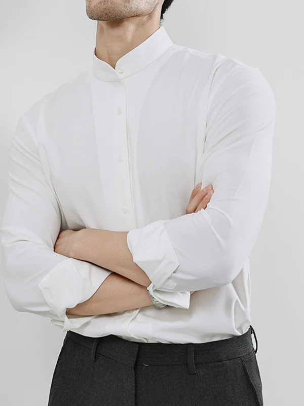 

Marital Long Sve Stand Collar irt Men's Zhongan Suit Spring Autumn New Chinese Sle High Sensation White under irt